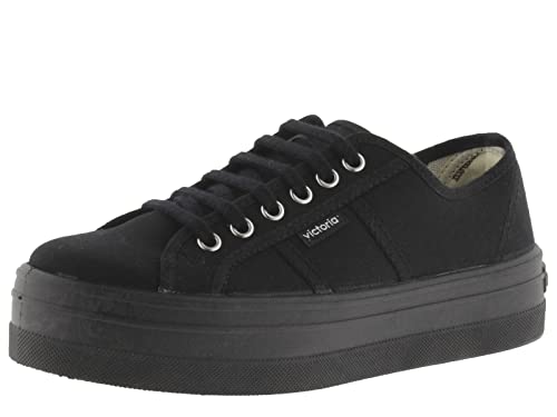 victoria Plataforma Basket Barcelona Lona Monocromo & Plataforma 109201-WOMEN para Mujer Negro 38