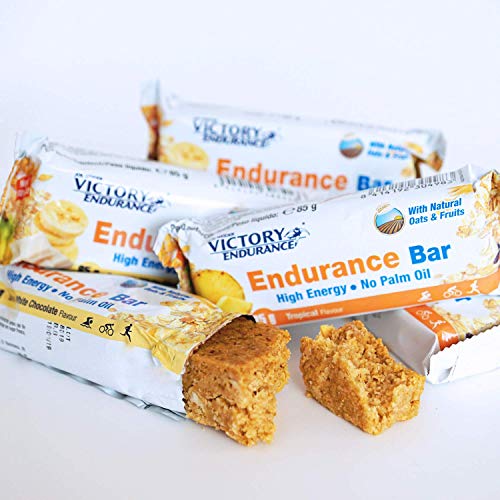 Victory Endurance Barrita Endurance Chocolate blanco- Plátano. Enérgetica, natural y sin aceite de palma (25x85 g) 46% de avena