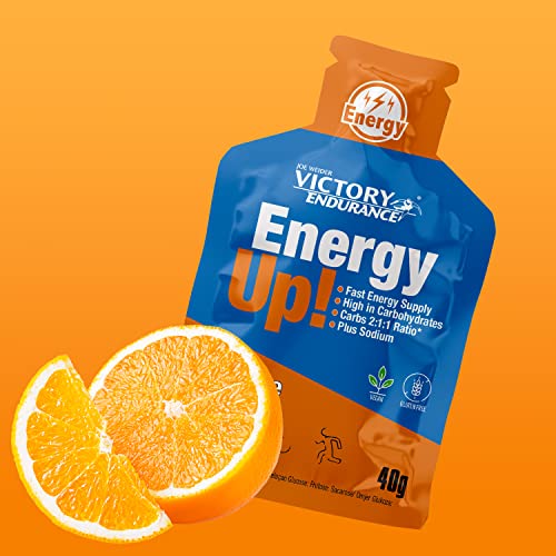 VICTORY ENDURANCE Energy Up Gel, con plus de sodio, energía inmediata. 24 geles x 40g, sabor naranja