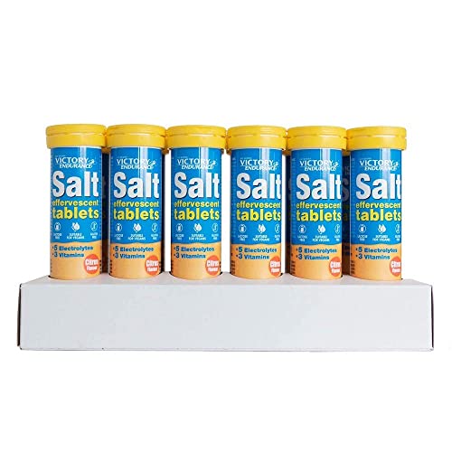 VICTORY ENDURANCE Salt Effervescent Tabs 15 comprimidos por tubo, con 5 electrolitos y 3 vitaminas ,Fácil disolución y sabor agradable, Apto para veganos, sin gluten, sin lactosa, 15 Unidad