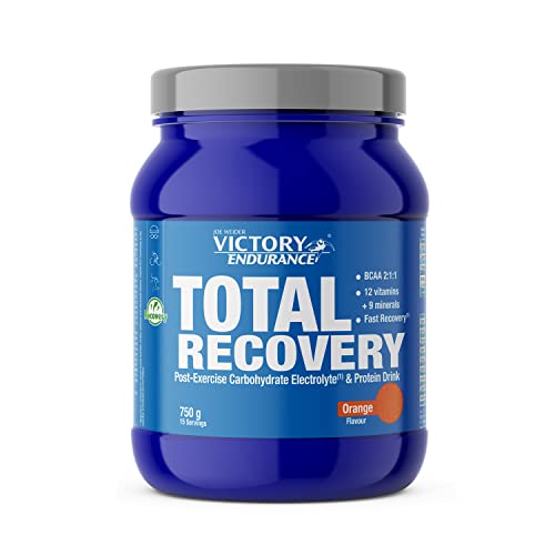 VICTORY ENDURANCE Total Recovery (750g) Sabor Naranja, Preparado Bebida Post-Entreno de Carbohidratos Electrolitos y Proteínas, Con BCAA 2:1:1, 12 Vitaminas y 9 Minerales, Recuperación Rápida