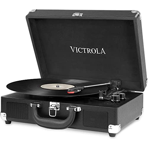 Victrola Journey Tocadiscos de Maleta Bluetooth con Plato Giratorio de Tres velocidades | Negro | VSC-550BT-BLK-EU