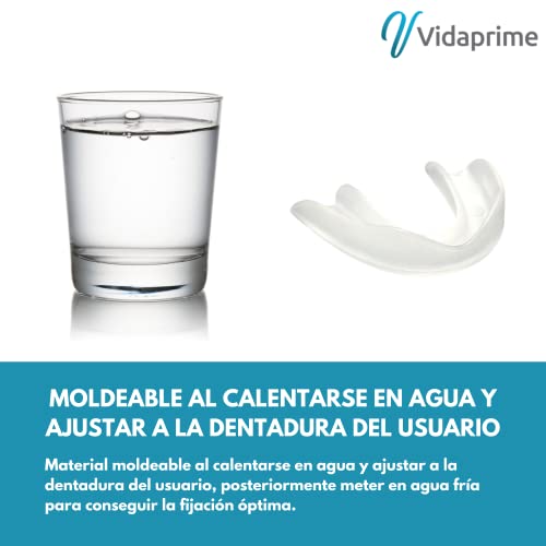 VidaPrime Férula Descarga Bruxismo DÍA y NOCHE - Protector Bucal para Dormir - Férula Dental para Bruxismo - Protector de Dientes férula Antironquidos - Funda Dental Moldeable Protector Bruxismo