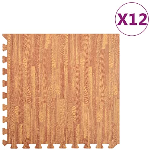 vidaXL 12x Esterilla de Ejercicio Puzzle Estera Colchonetas Equipamiento de Gimnasio Yoga Ejercicio Deporte Entrenamientos Protección Color Madera EVA