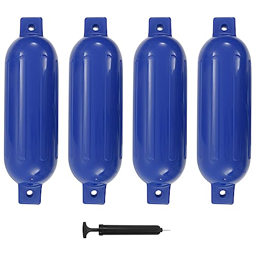 vidaXL 4X Defensas para Barcos Parachoques Guardabarros Protección contra Accidentes de Barco Parachoque de Embarcación PVC Azul 51x14 cm