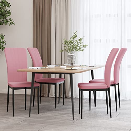 vidaXL 4X Sillas de Comedor Restaurante Asientos con Respaldo para Cena Muebles Juego Set de Restaurante Sillas de Acento Terciopelo Rosa