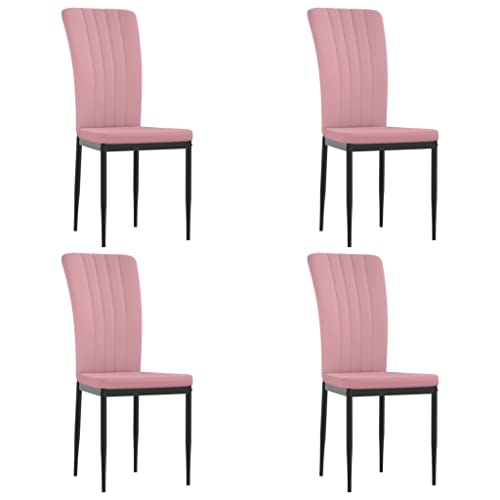 vidaXL 4X Sillas de Comedor Restaurante Asientos con Respaldo para Cena Muebles Juego Set de Restaurante Sillas de Acento Terciopelo Rosa