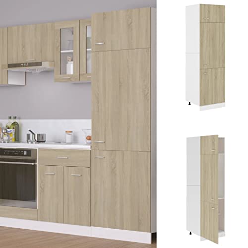 vidaXL Armario de Cocina Muebles Mobiliario Duradero Mesa de Trabajo Almacenamiento Cuencos Platos Ollas Alacena Madera Contrachapada Roble Sonoma