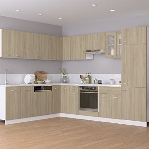 vidaXL Armario de Cocina Muebles Mobiliario Duradero Mesa de Trabajo Almacenamiento Cuencos Platos Ollas Alacena Madera Contrachapada Roble Sonoma