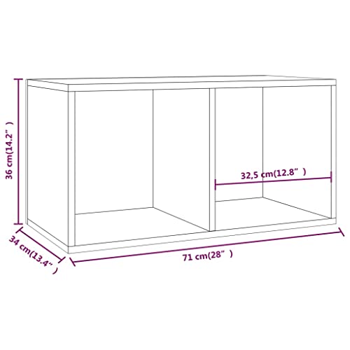 vidaXL Caja para Discos de Vinilo Estuche Estante Colección Archivador Organizador Almacenamiento Muebles Contrachapado Color Roble 71x34x36cm