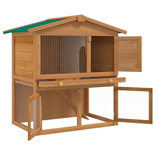 vidaXL Conejera de Exterior 3 Puertas Madera Casa de Conejos Jaula de Mascota