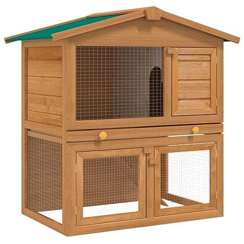 vidaXL Conejera de Exterior 3 Puertas Madera Casa de Conejos Jaula de Mascota