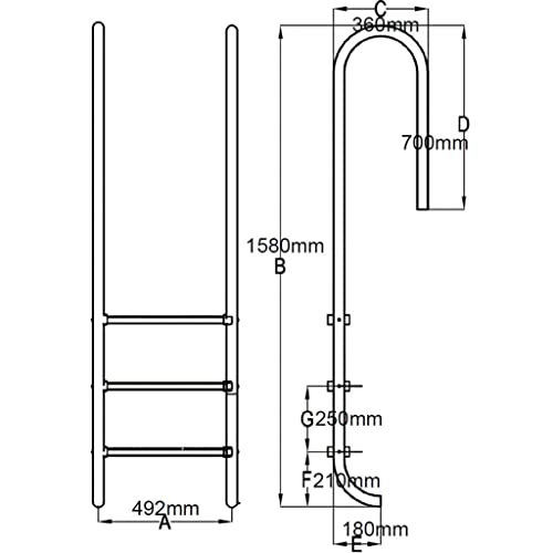 vidaXL Escalera Piscinas 3 Peldaños Acero Inoxidable 304 120 cm Escalinata Escala SPA