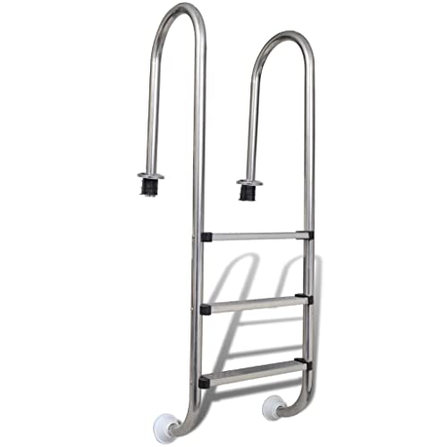 vidaXL Escalera Piscinas 3 Peldaños Acero Inoxidable 304 120 cm Escalinata Escala SPA