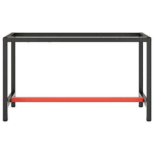 vidaXL Estructura Banco de Trabajo Mesa Soporte Base Muebles Mobiliario Bricolaje Garaje Taller Duradera Metal Negro y Rojo Mate 140x50x79cm