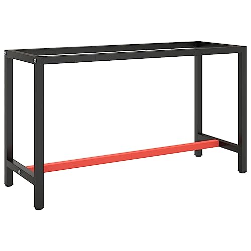 vidaXL Estructura Banco de Trabajo Mesa Soporte Base Muebles Mobiliario Bricolaje Garaje Taller Duradera Metal Negro y Rojo Mate 140x50x79cm