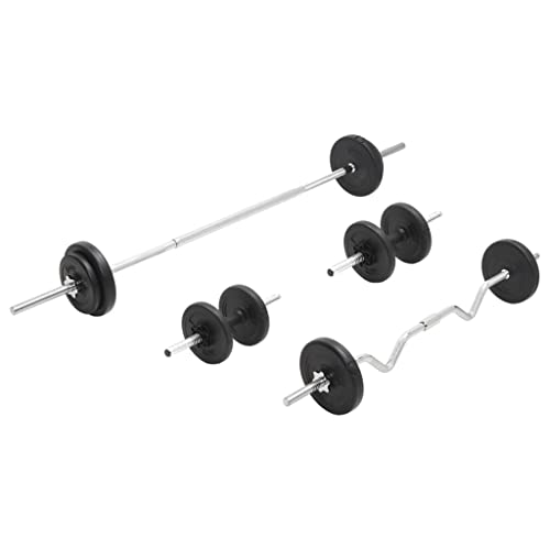 vidaXL Juego de Barras y Pesas Mancuerna Musculación Deporte Fitness Ejercicio Gimnasio Entrenamiento Multifuncionales Ajustable Casa 30 kg