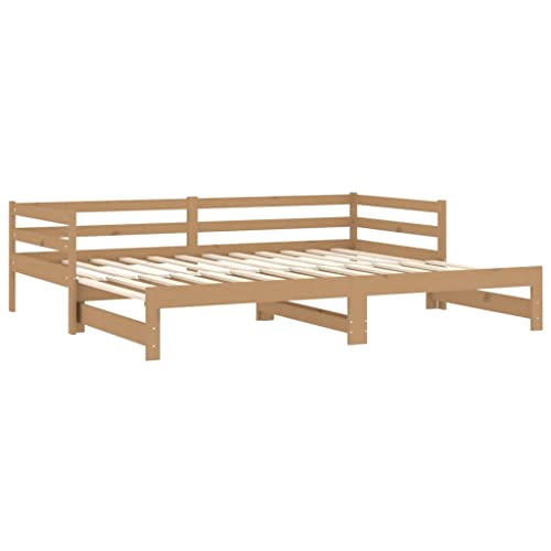 vidaXL Sofá Cama Extraíble Invitado Pijamada Ocasional Auxiliar Salón Sala de Estar Dormitorio Habitación Marrón Miel 2X(90x200) cm Madera de Pino