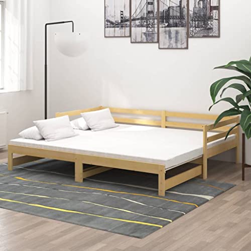 vidaXL Sofá Cama Extraíble Invitado Pijamada Ocasional Auxiliar Salón Sala de Estar Dormitorio Habitación Muebles 2X(90x200) cm Madera Maciza de Pino