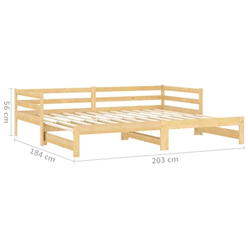 vidaXL Sofá Cama Extraíble Invitado Pijamada Ocasional Auxiliar Salón Sala de Estar Dormitorio Habitación Muebles 2X(90x200) cm Madera Maciza de Pino