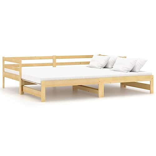 vidaXL Sofá Cama Extraíble Invitado Pijamada Ocasional Auxiliar Salón Sala de Estar Dormitorio Habitación Muebles 2X(90x200) cm Madera Maciza de Pino