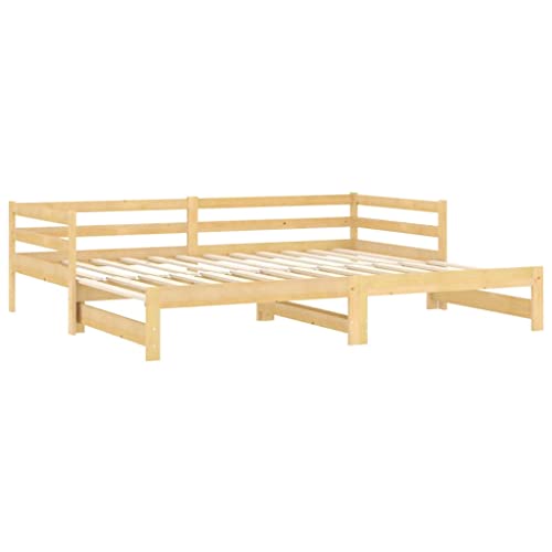 vidaXL Sofá Cama Extraíble Invitado Pijamada Ocasional Auxiliar Salón Sala de Estar Dormitorio Habitación Muebles 2X(90x200) cm Madera Maciza de Pino