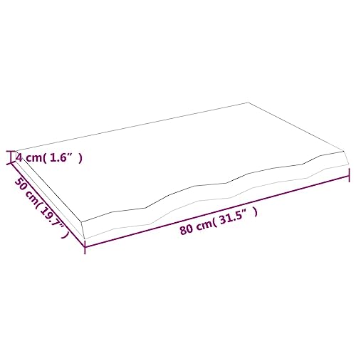 vidaXL Tablero Mesa Madera Roble tratada Gris Oscuro 80x50x(2-4) cm