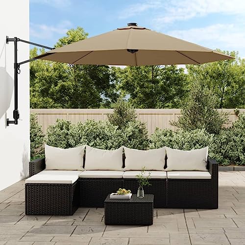 vidaXL Tela de Repuesto para Sombrilla Voladiza Dosel Lona Recambio Jardín Patio Terraza Balcón Parasol Refugio Impermeable Gris Taupe 350 cm