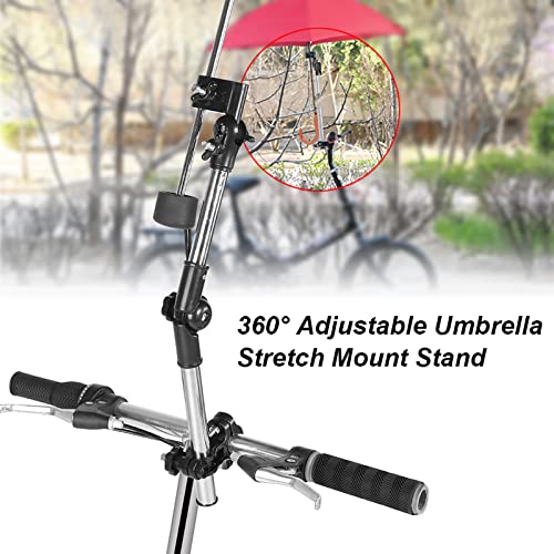 VIFERR Soporte para Paraguas Ajustable de 360° Soporte de Montaje de Paraguas para Cochecito de Bebé Silla de Ruedas Bicicleta (Negro)