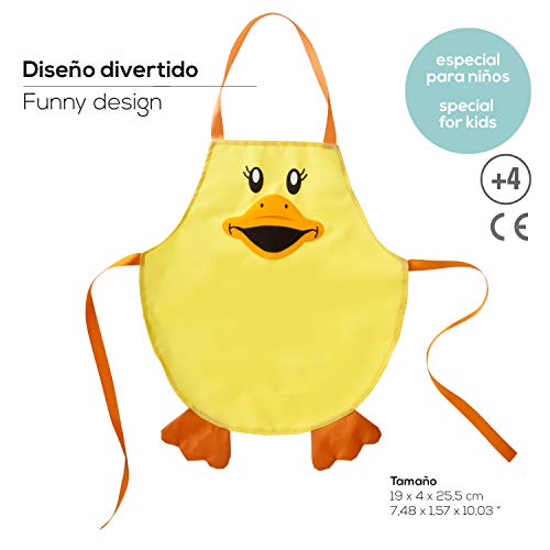 VIGAR Infantil Ducks, Sintético-Delantal Impermeable Perfecto para cocinar o par Jugar sin Riesgo de Que se estropee la Ropa, Amarillo