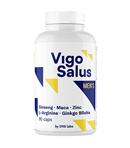 VIGOSALUS para Hombres - Dosis Alta - Más Fuerza + Duración - Maca, Tribulus Terrestris, Ginseng, L-Arginina, Ginkgo Biloba y Zinc | 90 Cápsulas