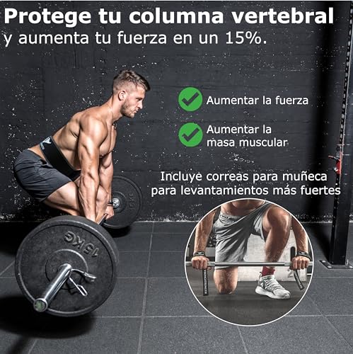 Vikingstrength Cinturón de levantamiento de pesas premium con correas de elevación, cinturón de levantamiento de pesas para hombres y mujeres, sentadillas, levantamiento de pesas, crossfit (L)