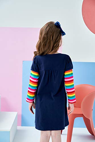 VIKITA Vestido para Niñas Manga Larga Algodón Princesa Casuales Bebe Niñas lh5805 6T