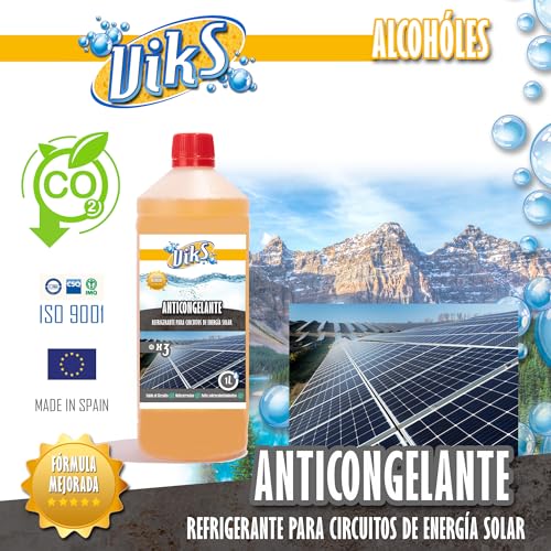 Viks | Anticongelante para Placa Solar Profesional | Refrigerante de Panel Solar | Protege el Circuito | Anticorrosivo | Propilenglicol | Uso Directo | 5L