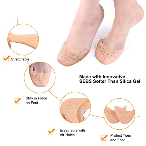 VIKSAUN 4 pares Protectores Dedos Pies, Caps Ballet Pointe suave, Con agujero transpirable, Protector de Dedo de Ballet, Protector de Dedo de Ballet para Tacones Altos