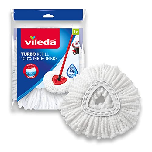 Vileda Recambio Turbo Classic; Compatible con todos los sistemas Turbo de Vileda; Apto para todo tipo de suelos duros; Elimina el 99% de las bacterias solo con agua; 1 unidad