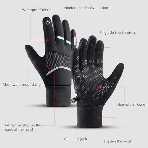 Vilico Guantes Ciclismo Invierno Hombre Mujer, Guantes de Ciclismo, Guantes Moto Invierno, Guantes de Pantalla Táctil a Prueba de Viento y Antideslizantes contra Salpicaduras de Agua