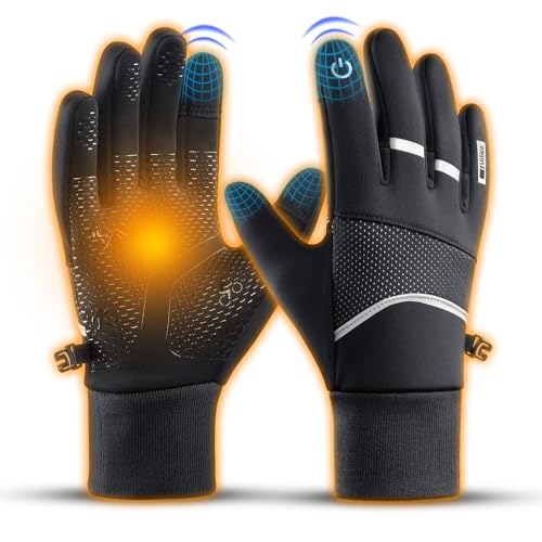 Vilico Guantes Ciclismo Invierno Hombre Mujer, Guantes de Ciclismo, Guantes Moto Invierno, Guantes de Pantalla Táctil a Prueba de Viento y Antideslizantes contra Salpicaduras de Agua