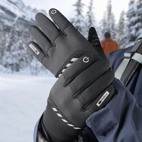 Vilico Guantes Invierno Hombre Guantes Moto Hombre Guantes Bicicleta Invierno Mujeres Guantes Deporte Termicos Tactiles Movil para Ciclismo, Running, Conducir, Ski