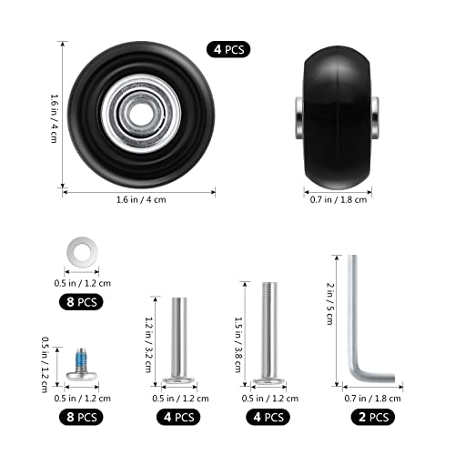 VILLCASE 30 piezas de ruedas de repuesto para maletas, maletas, herramientas de reparación de ruedas de goma, kit de accesorios de equipaje con tornillo