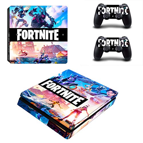 Vinilo adhesivo para PlayStation 4 Fortnite Console Skin, Decal, Faceplate - Consola y 2 mandos - Protectora para PS4 Slim