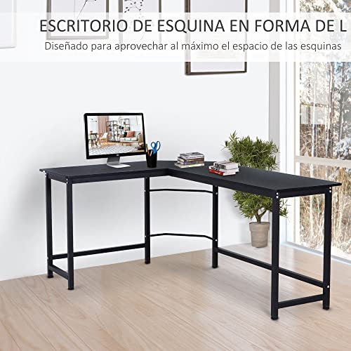 Vinsetto Mesa de Ordenador Escritorio PC Oficina Hogar Mesa Esquinera de Forma L 168x120x75cm Marco Metal