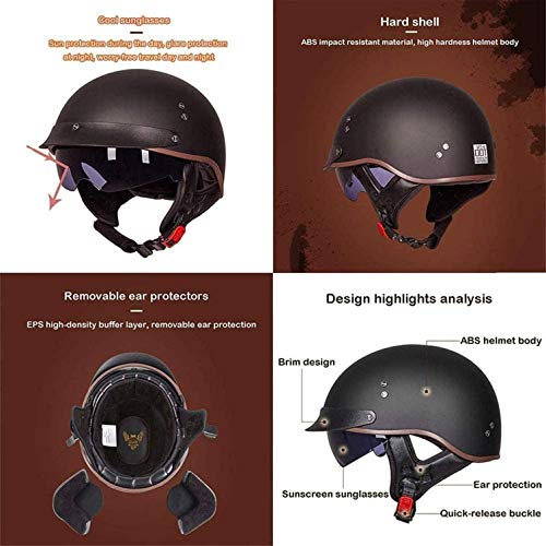 Vintage Casco De Motocicleta Con Visera Casco De Moto Medio Abierto ECE Homologado Casco Moto Jet Casco Ligero Y Cómodo Para Hombres/Mujeres Adultos Casco Jet Para Moto B,L