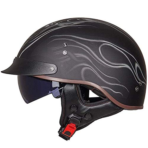 Vintage Casco De Motocicleta Con Visera Casco De Moto Medio Abierto ECE Homologado Casco Moto Jet Casco Ligero Y Cómodo Para Hombres/Mujeres Adultos Casco Jet Para Moto B,L