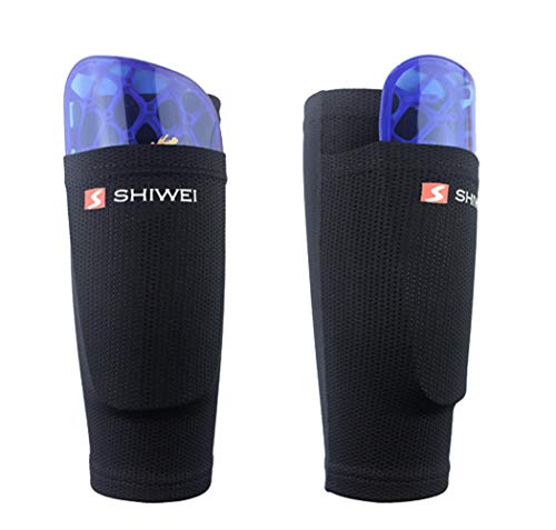 Vintree Fútbol Espinilleras Doble Capa Calcetines Fijo Manga Soccer Shin Guard Sleeves Medias elásticas Calcetines Manga Protectora Adulta Partido de Futbol Sin espinilleras plástico (Negro)