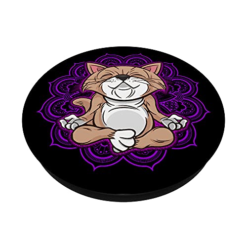 Vinyasa Hatha Yoga Gato Divertida Meditación Namaste PopSockets PopGrip Intercambiable