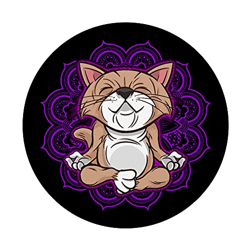 Vinyasa Hatha Yoga Gato Divertida Meditación Namaste PopSockets PopGrip Intercambiable