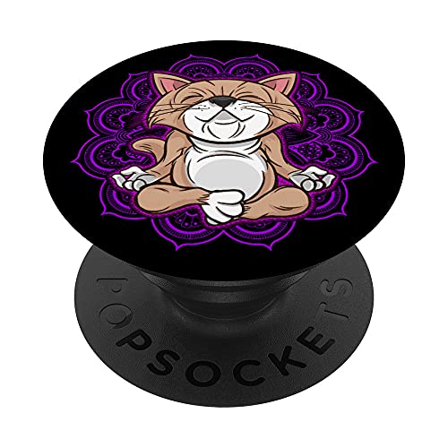 Vinyasa Hatha Yoga Gato Divertida Meditación Namaste PopSockets PopGrip Intercambiable