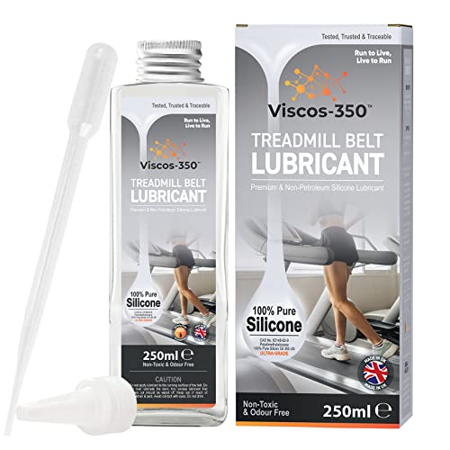 Viscos-350 Lubricante de cinta de correr premium – Aceite de silicona 100% puro ultra grado – Uso personal y comercial – Aplicador de largo alcance de 300 mm y tapa de boquilla incluida