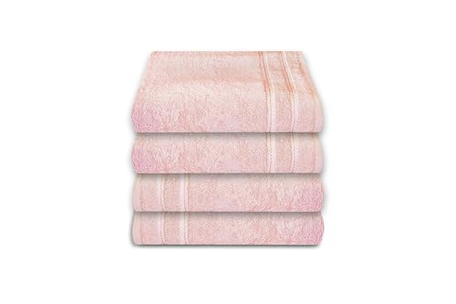 VISTE TU HOGAR Juego de 4 Toallas de Baño 30x50cm 100% Algodón, Toallas Rosa Multiusas 400g/m². Toallas de Tocador Extrasuave al Tacto